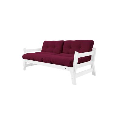 Banquette ajustable STEP en pin massif blanc matelas inclus 2x70x100