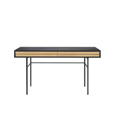 Bureau avec tiroirs en bois imitation chêne et noir avec pieds en métal - BU0054