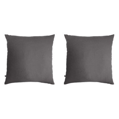 Lot de 2 taies d'oreillers double gaze de coton gris anthracite 60x60 cm fond blanc