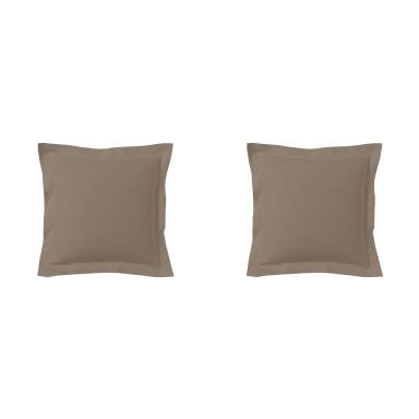 Lot de 2 taies d'oreillers taupe 100% coton biologique