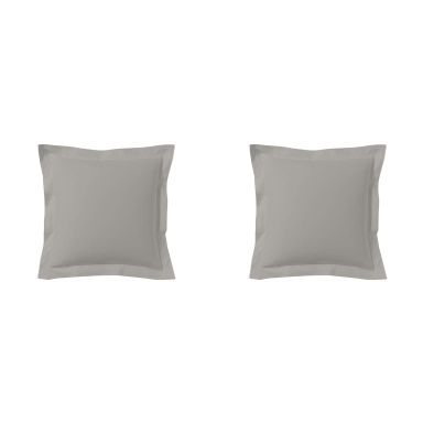 Lot de 2 taies d'oreillers gris mastic 100% coton