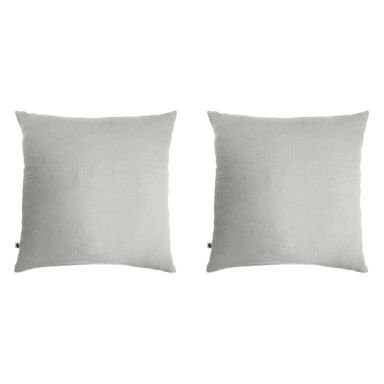 Lot de 2 taies d'oreillers double gaze de coton gris FOND BLANC