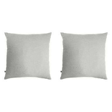 Lot de 2 taies d'oreillers double gaze de coton gris FOND BLANC