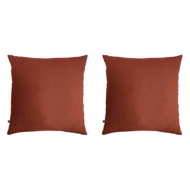 Lot de 2 taies d'oreillers double gaze de coton orange terracotta FOND BLANC