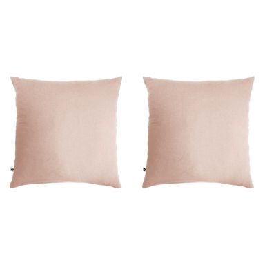 Lot de 2 taies d'oreillers double gaze de coton rose FOND BLANC