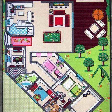 Tapis de jeu enfant maison 130x200 - TA2002