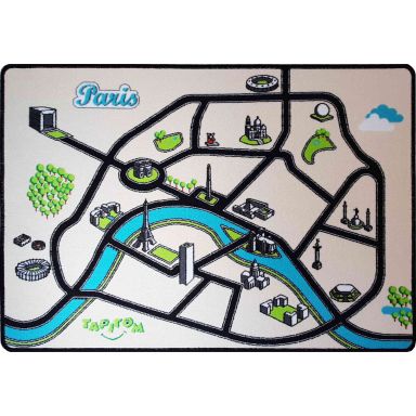 Tapis de jeu enfant circuit ville de Paris 95x133 cm - TA2013