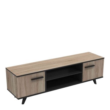 Meuble TV en bois chêne brossé et noir mat - TV0003