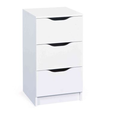 Commode 3 tiroirs en bois blanc - CO12052-2