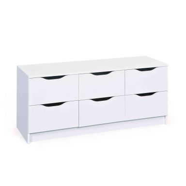 Commode 6 tiroirs en bois blanc - CO12052-4