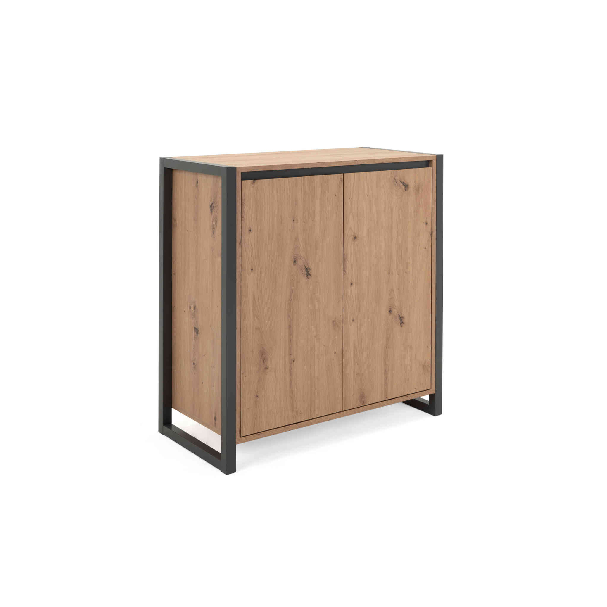Commode 2 portes en bois imitation chêne - CO7109-1