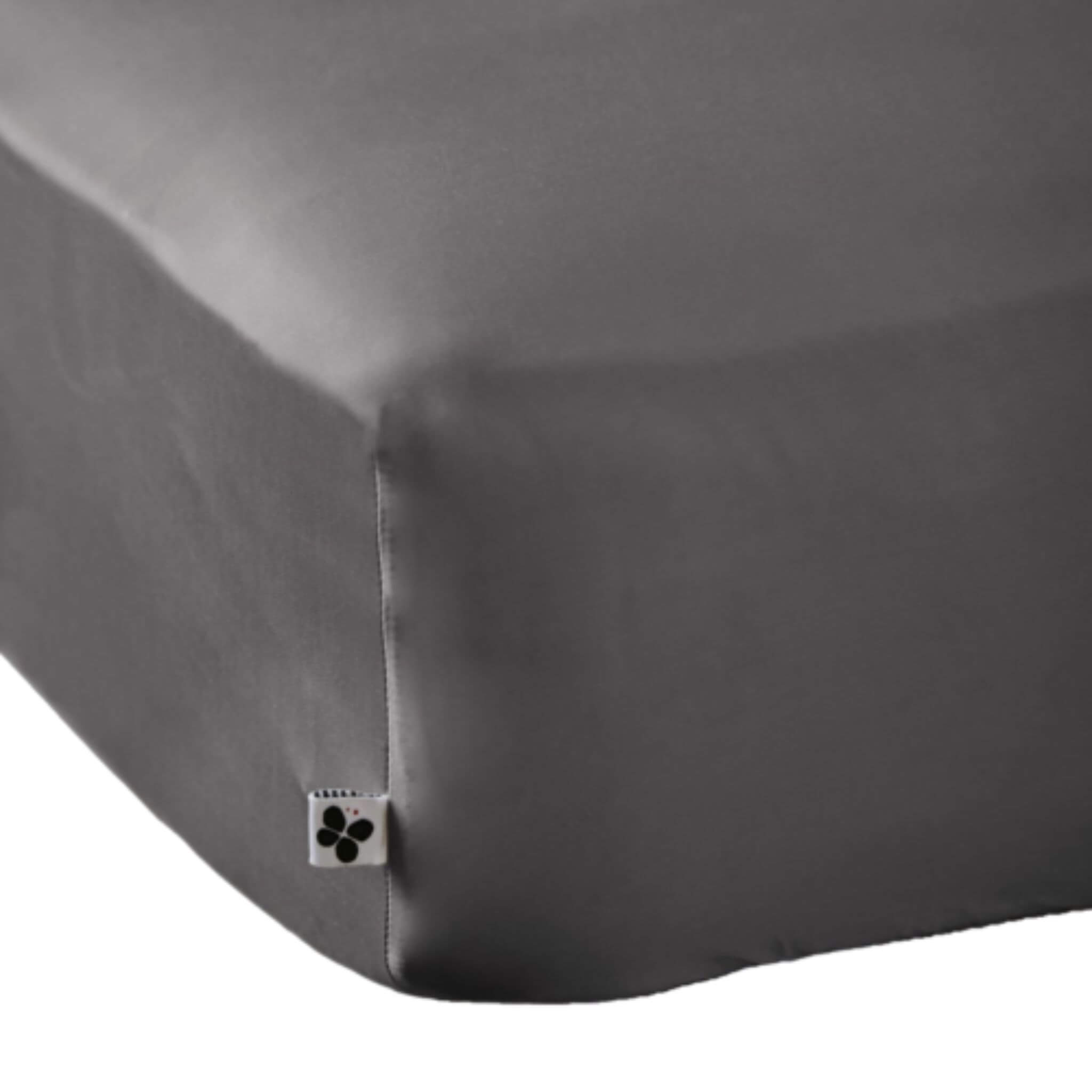 Drap housse bonnet 30 cm en bambou uni anthracite 140x190 cm