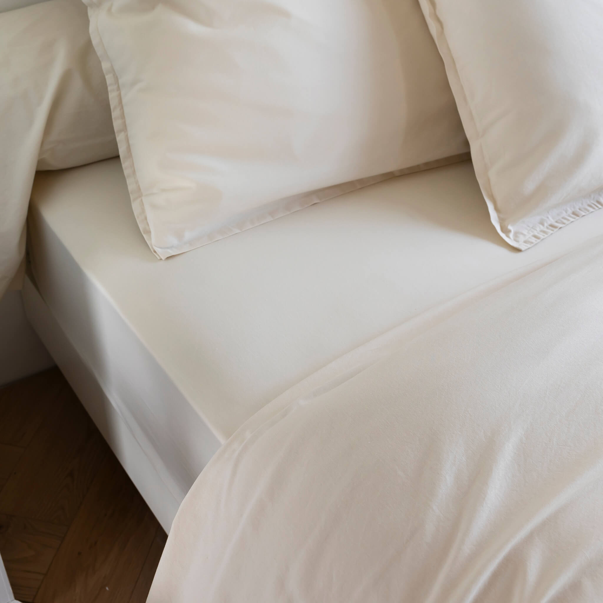 Drap housse coton lavé bonnet 30 cm - SOMEO Beige