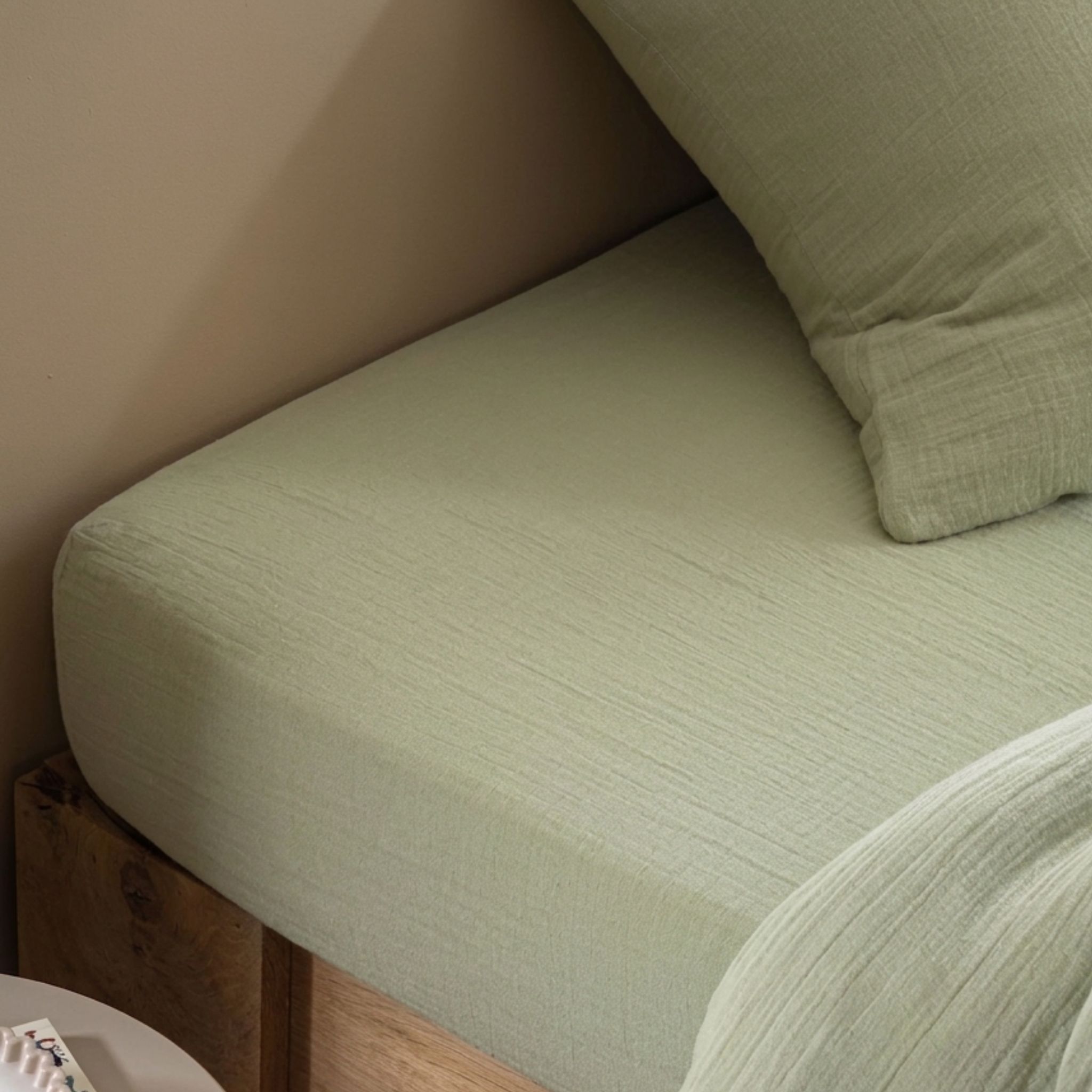 Drap housse coton vert Terre de Nuit