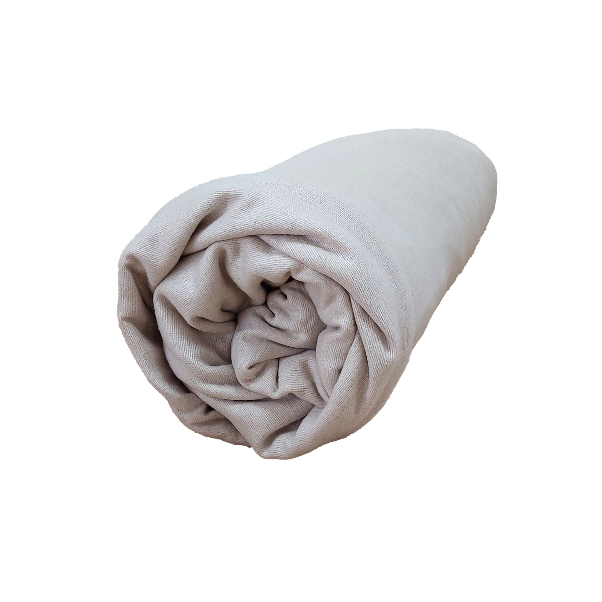Drap housse flanelle bonnet 30 cm 90x190 Nougat Tradilinge