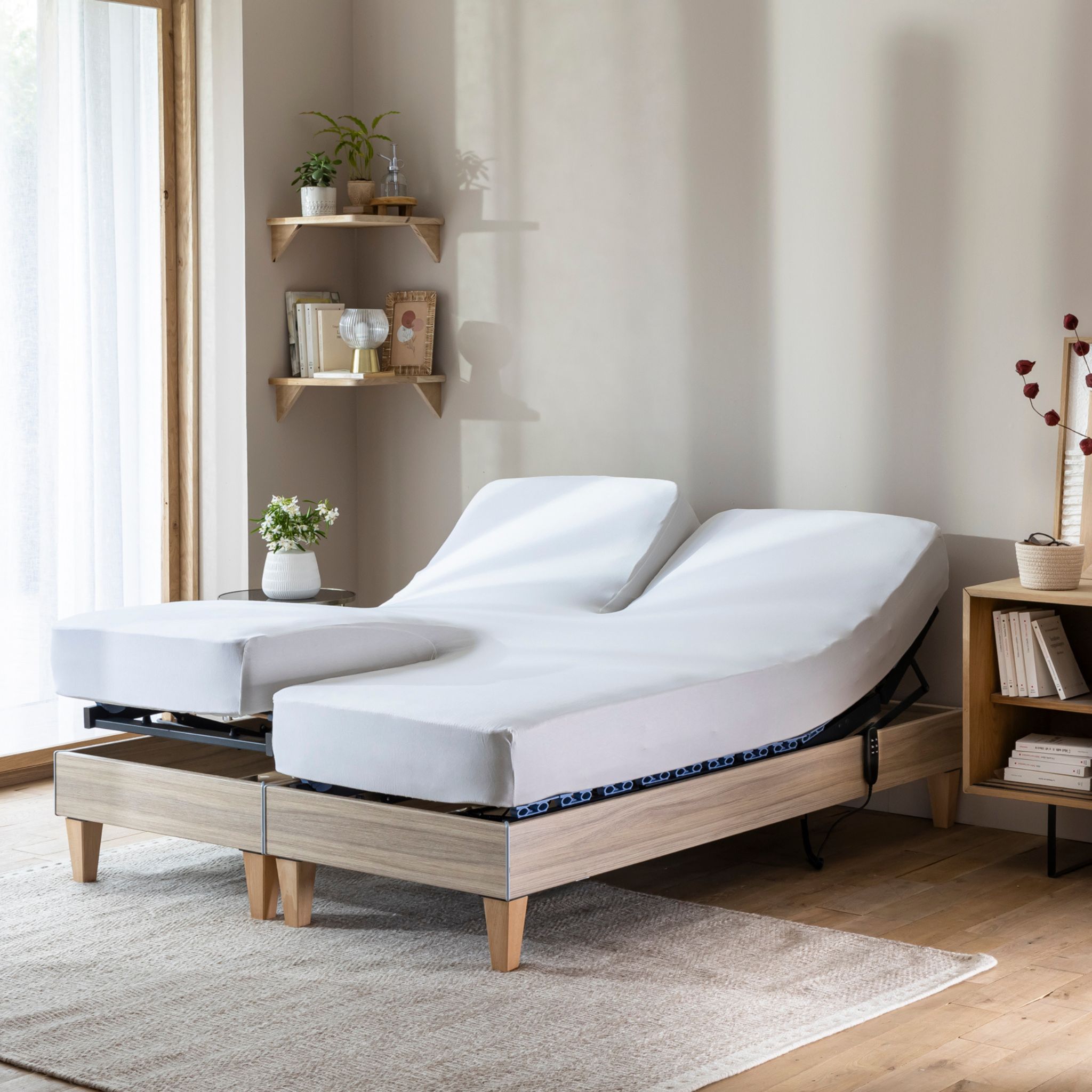 Drap housse blanc pour lit articulé jersey extensible