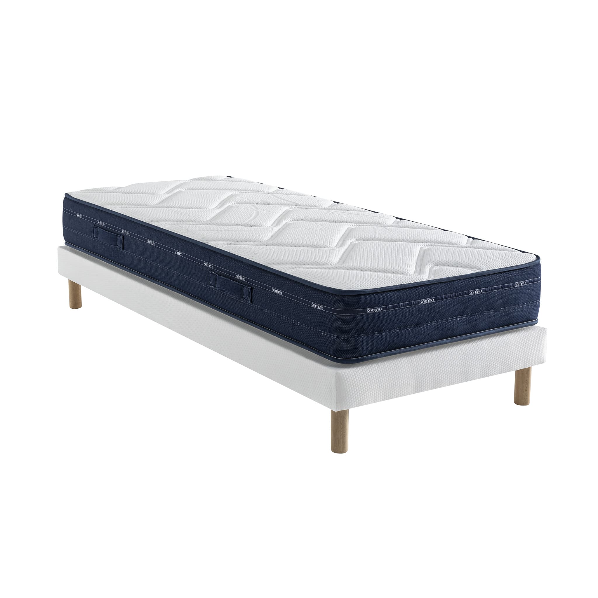Ensemble matelas ressorts et mémoire de forme, sommier Lune et pieds Rêve 500 - SOMEO