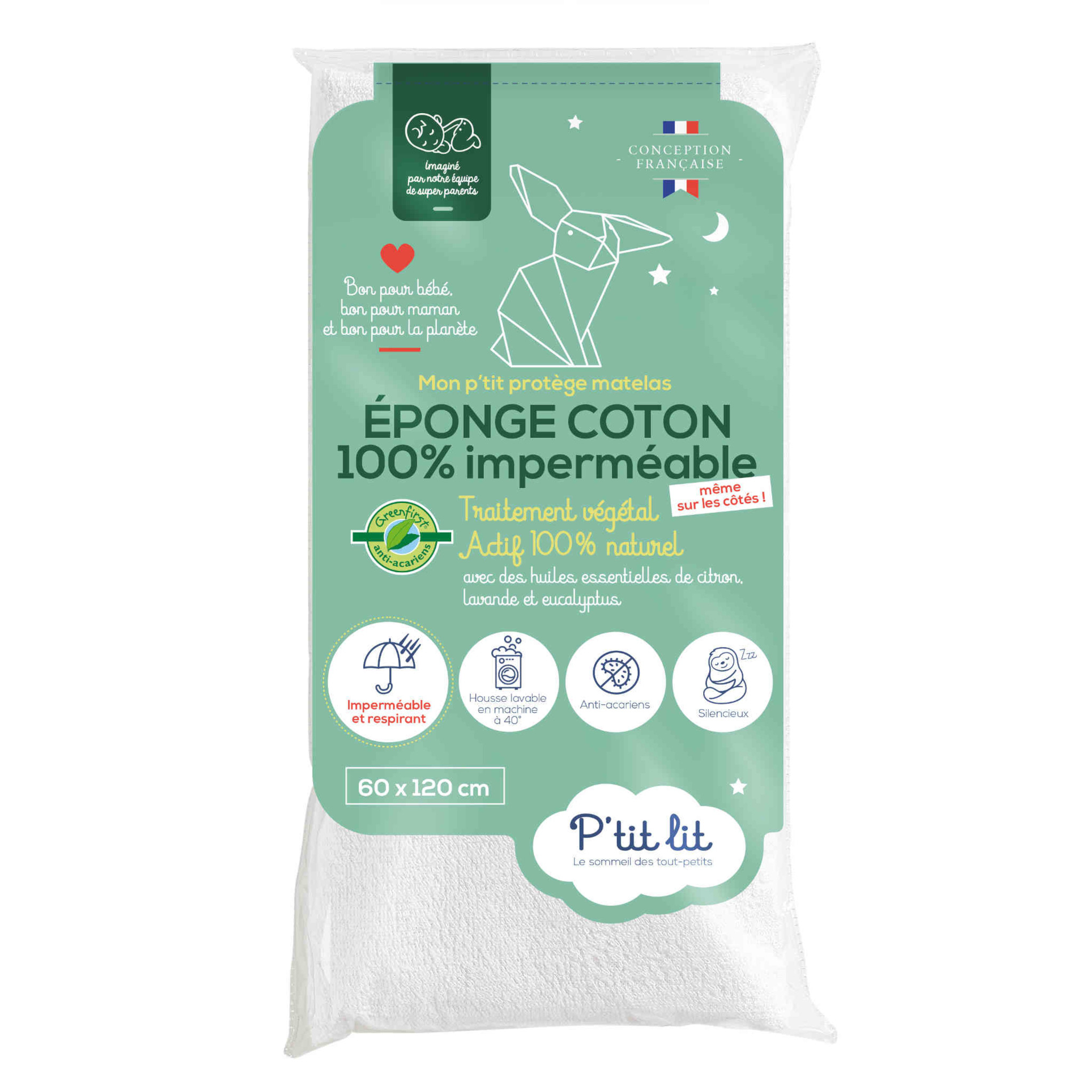 Protège matelas bébé éponge coton 100% imperméable et anti-acariens 70x140 cm
