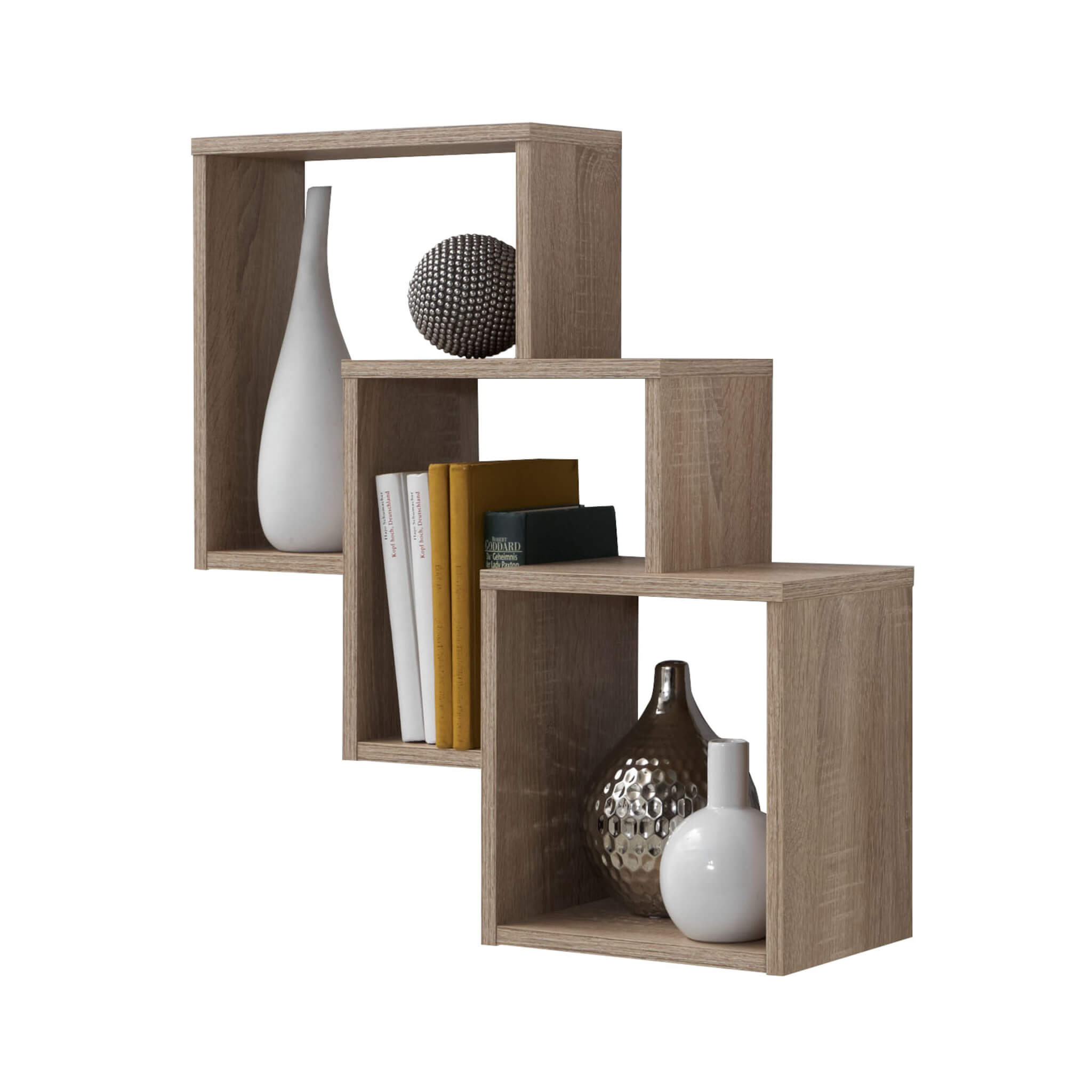 Etagère murale 3 compartiments en bois imitation chêne - ET13048-2