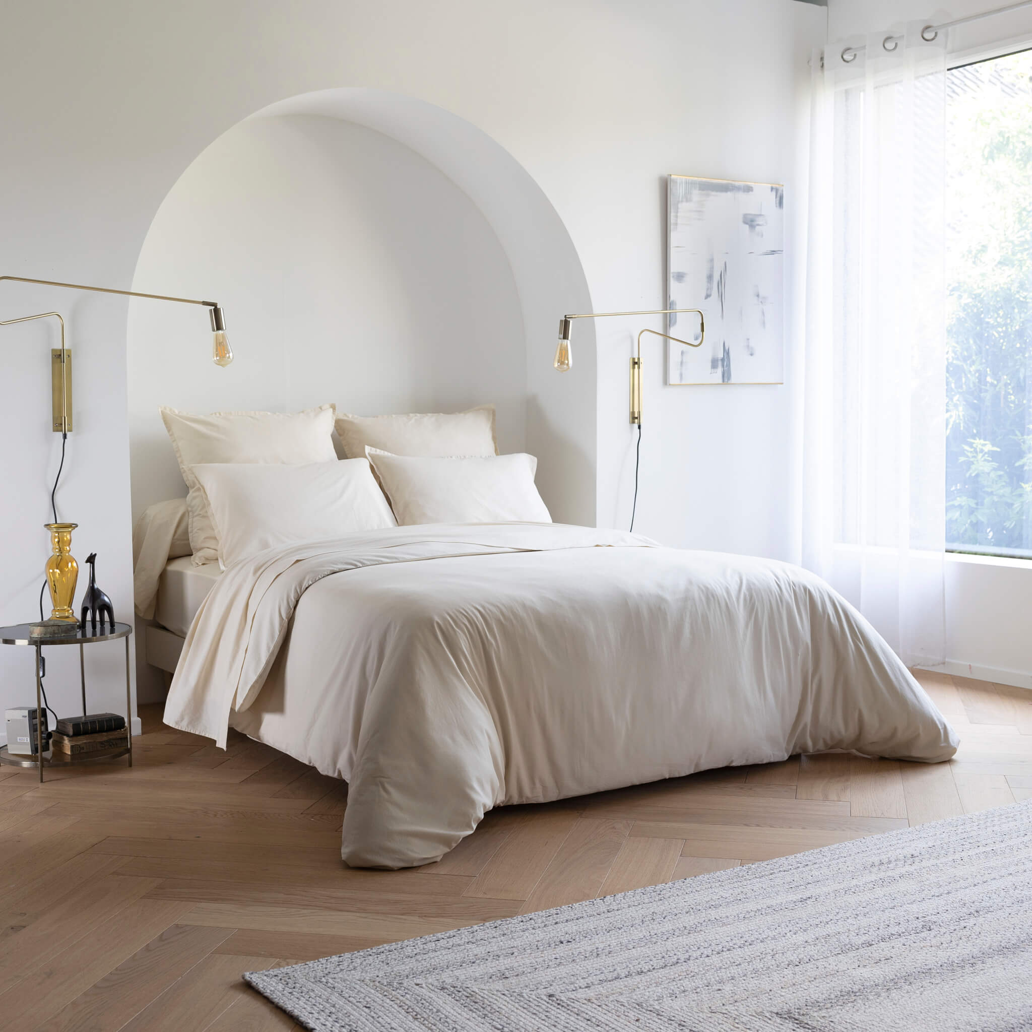 Parure de lit coton lavé - SOMEO Beige