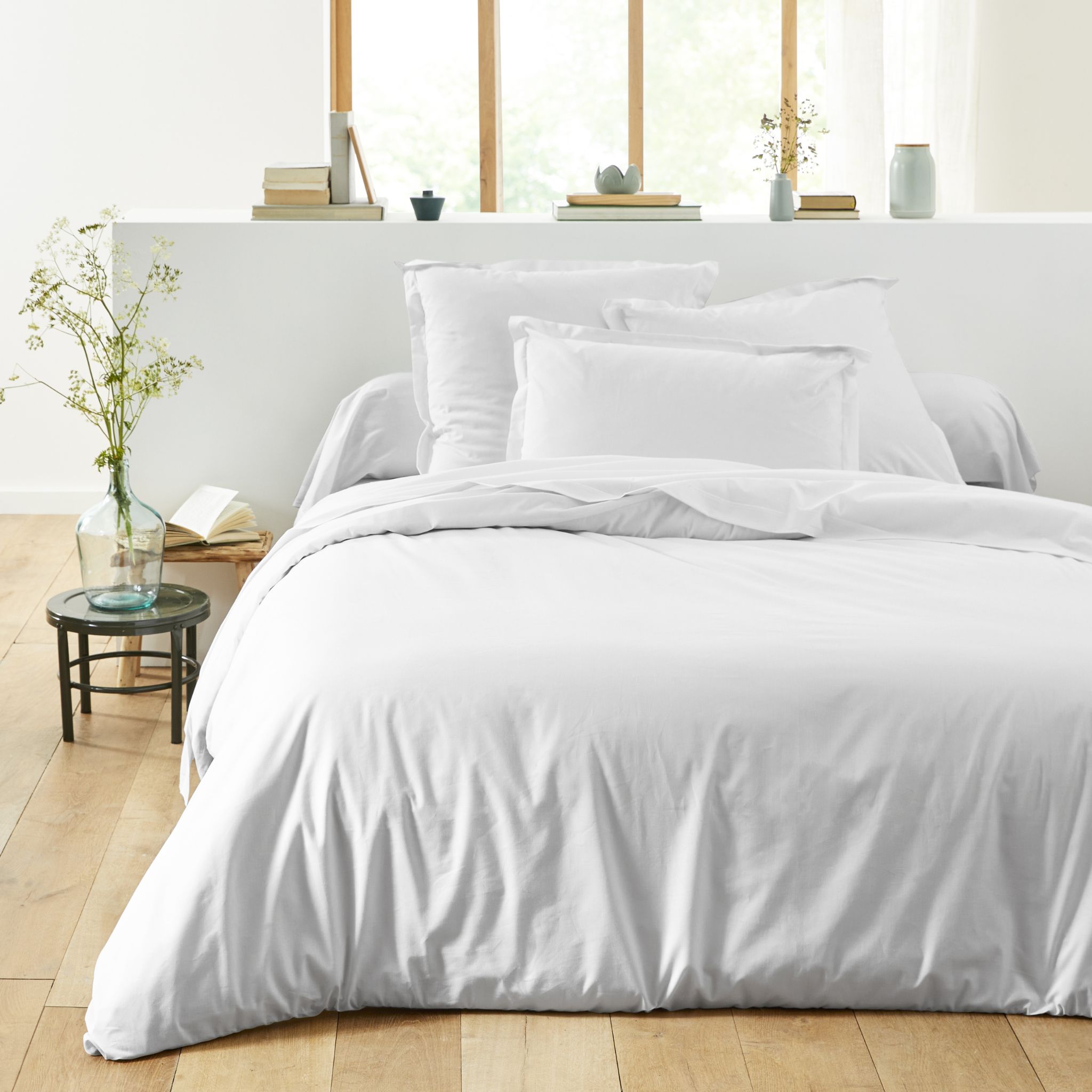 Housse de couette percale blanc 140x200 cm