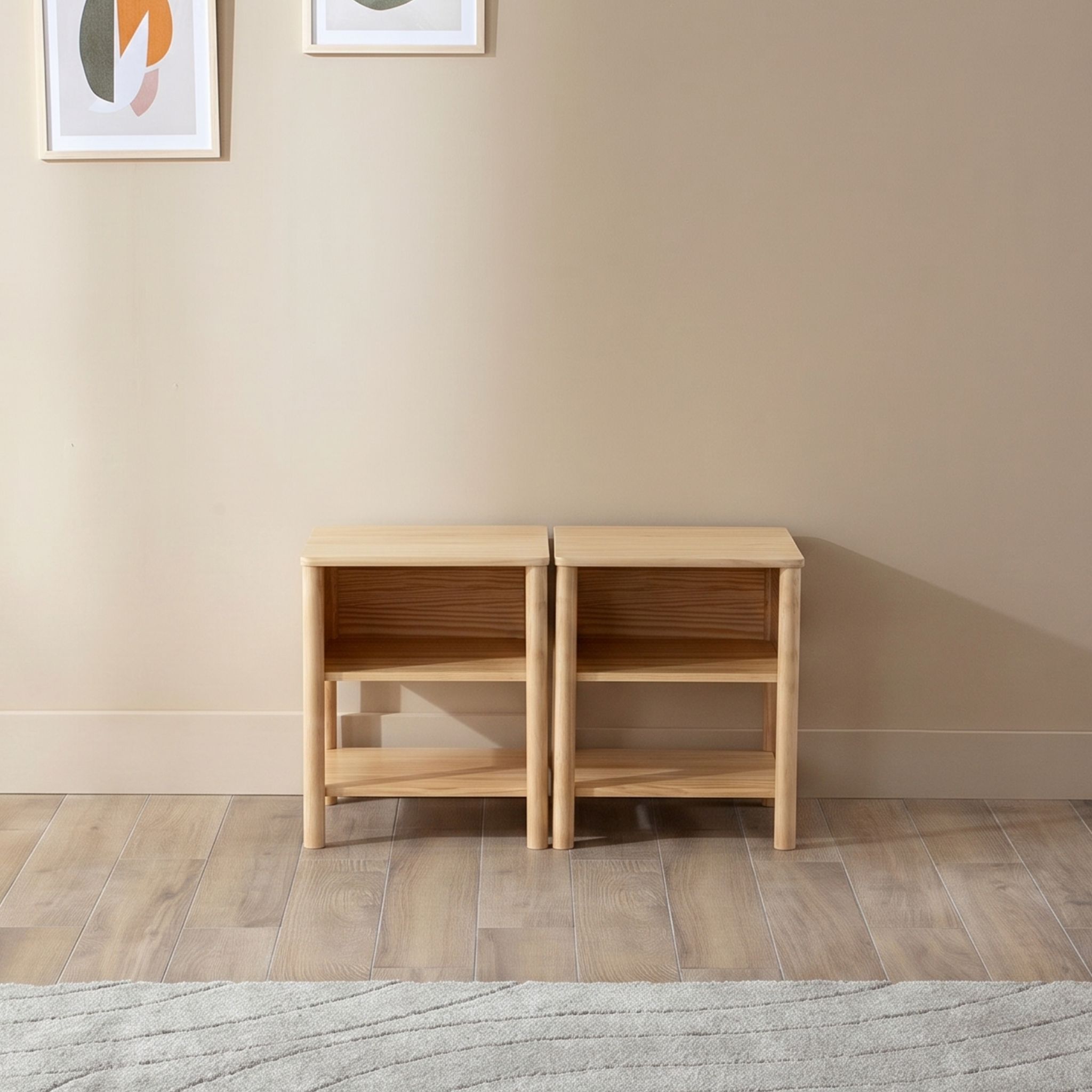 Lot de 2 tables de chevet avec niche en pin massif Terre de Nuit