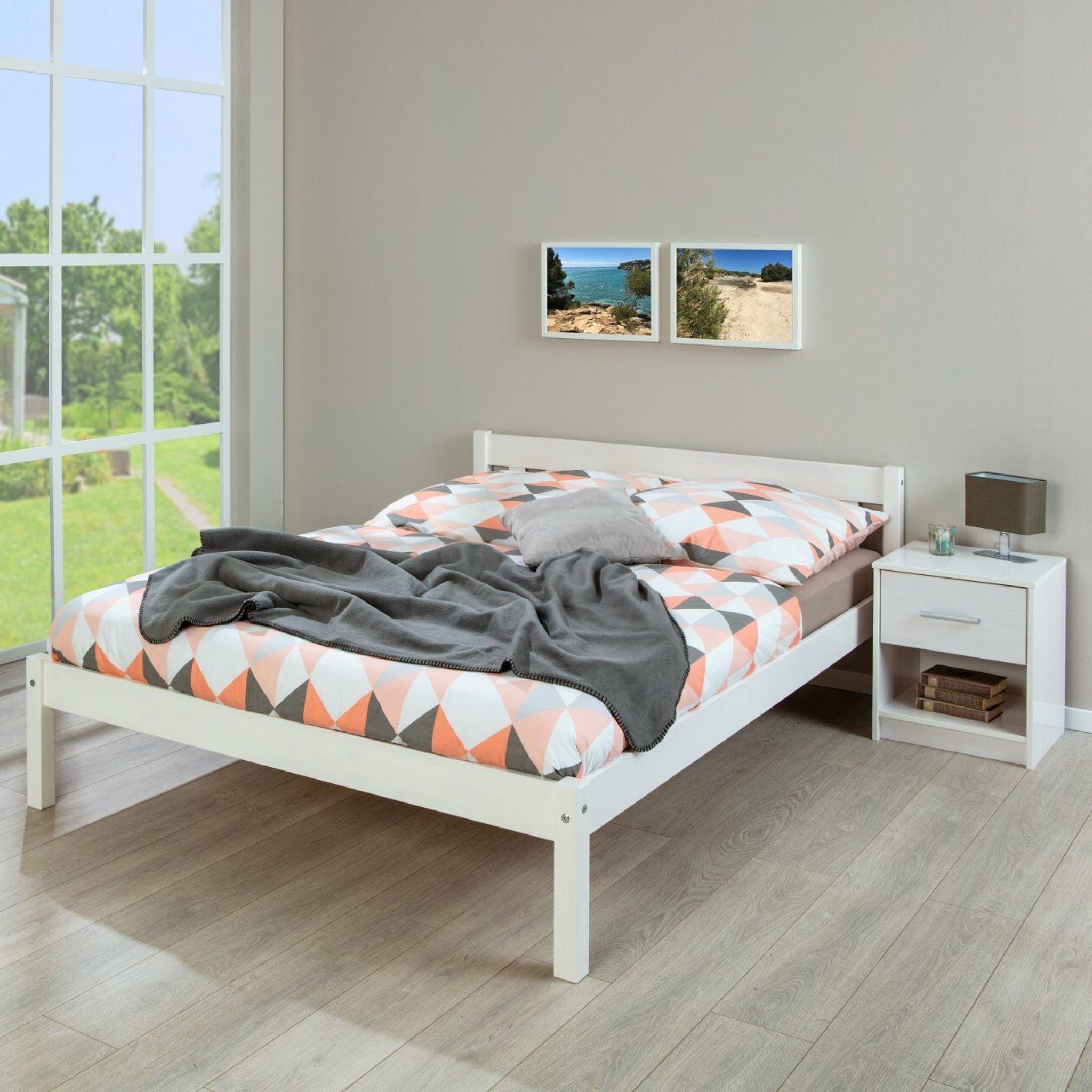 Lit enfant en bois massif blanc 140x200 - LT12001