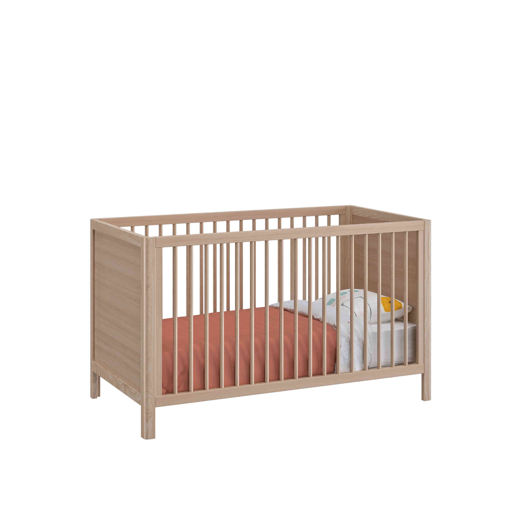 Lit Bebe A Barreaux En Bois Imitation Chene Clair 70x140 Lt5050 1