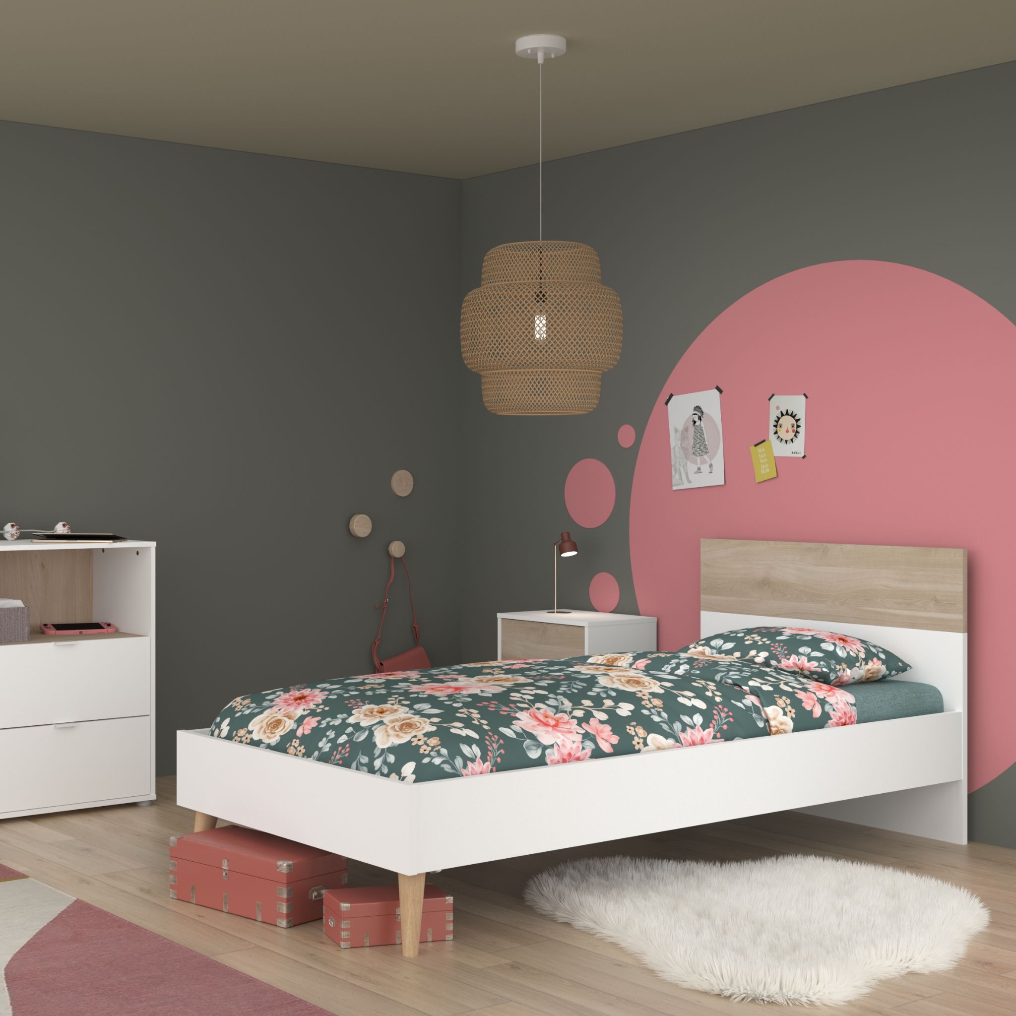 Lit enfant 90x190/200cm bicolore GABY