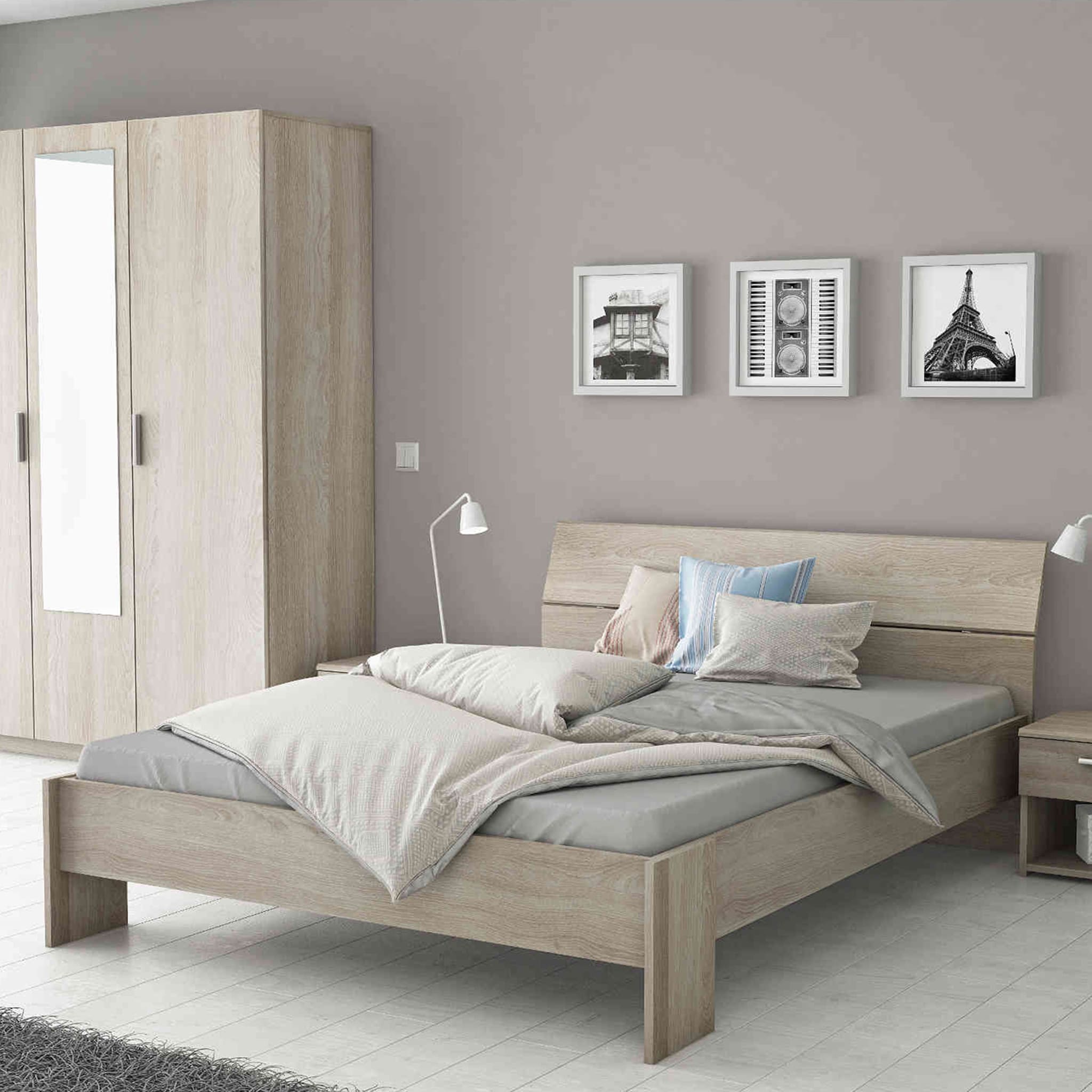 Lit 140x190/200 en bois chêne shannon - LI158