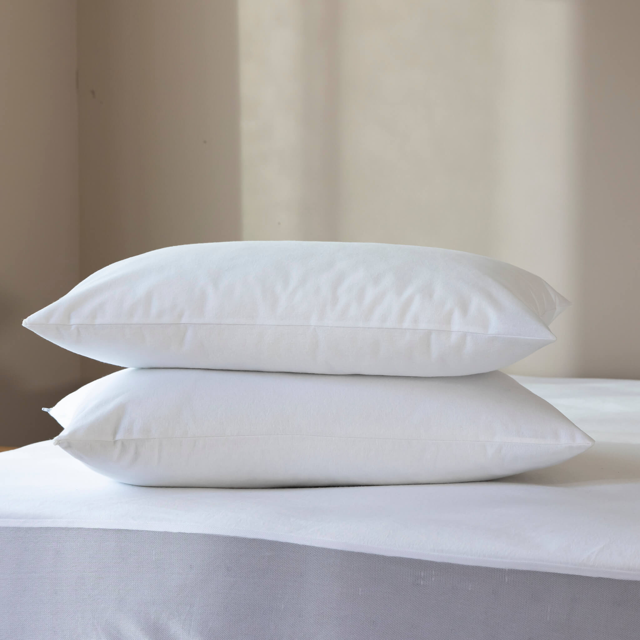 Lot de 2 protège oreillers molleton imperméable 100% coton bio - SOMEO