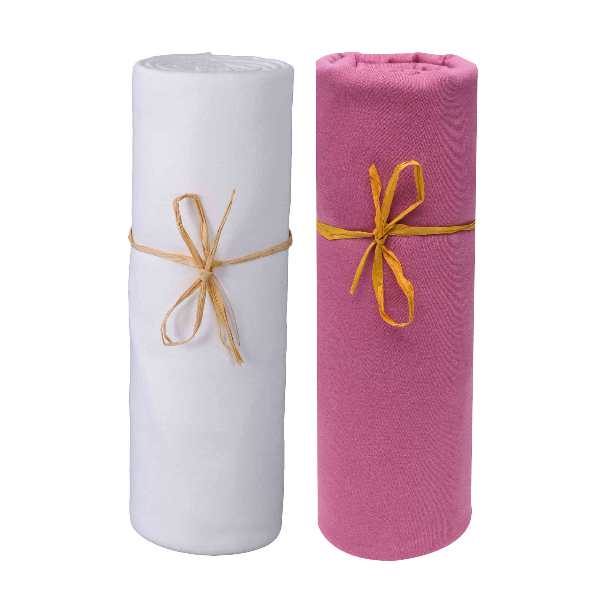 Lot de 2 draps housses bébé jersey bio blanc et lie de vin