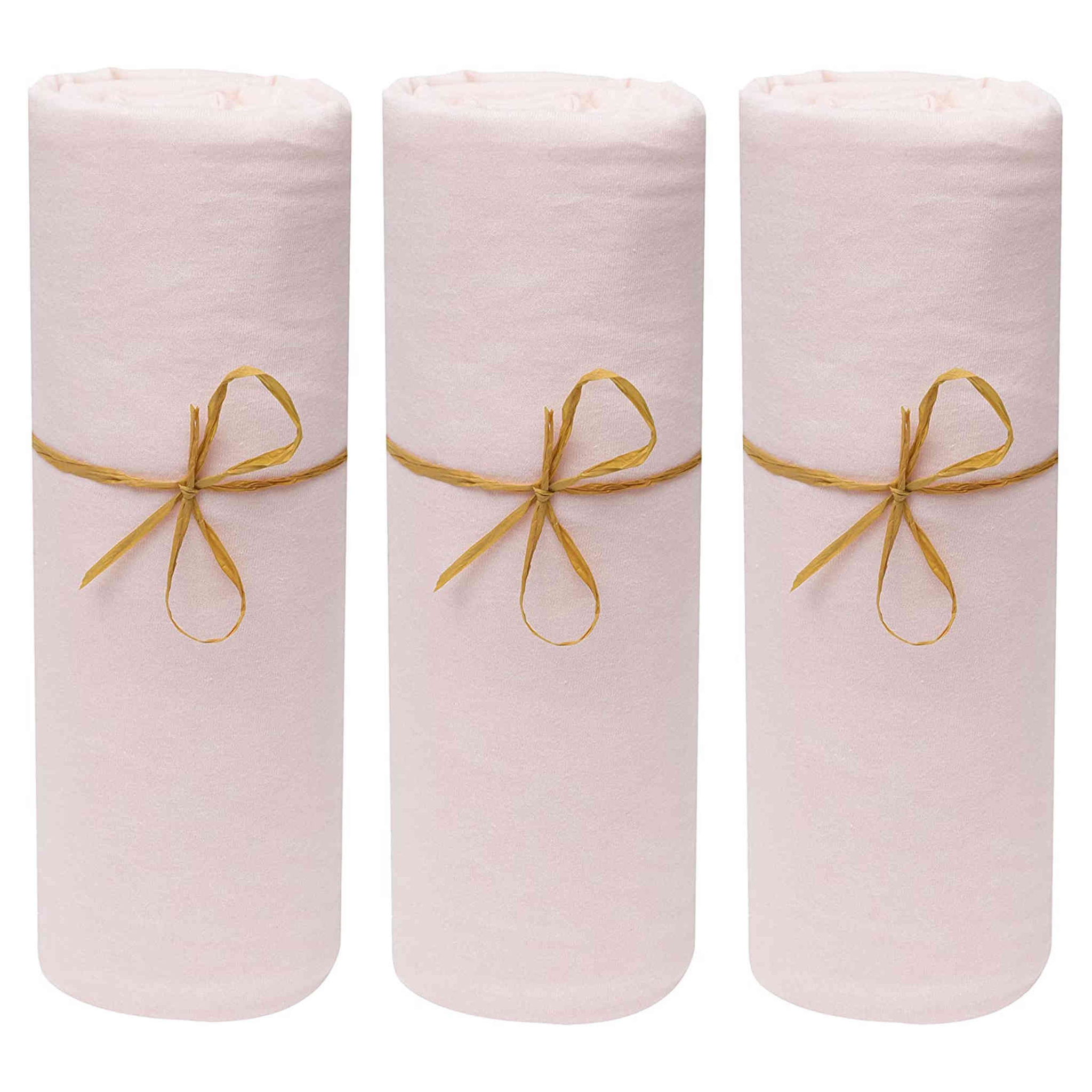 Lot de 3 draps housses bébé jersey bio rose poudré