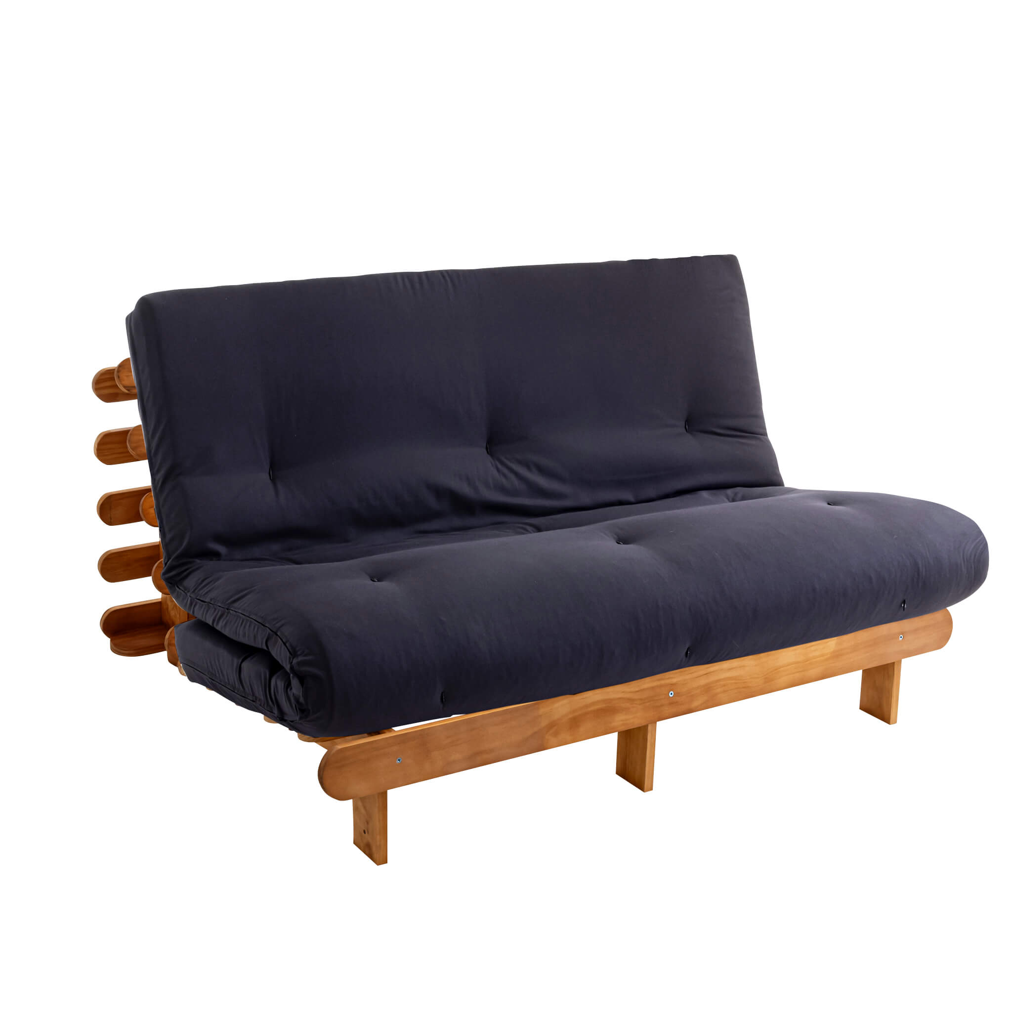 Ensemble matelas futon en coton et structure en bois massif naturel 140x200 Anthracite