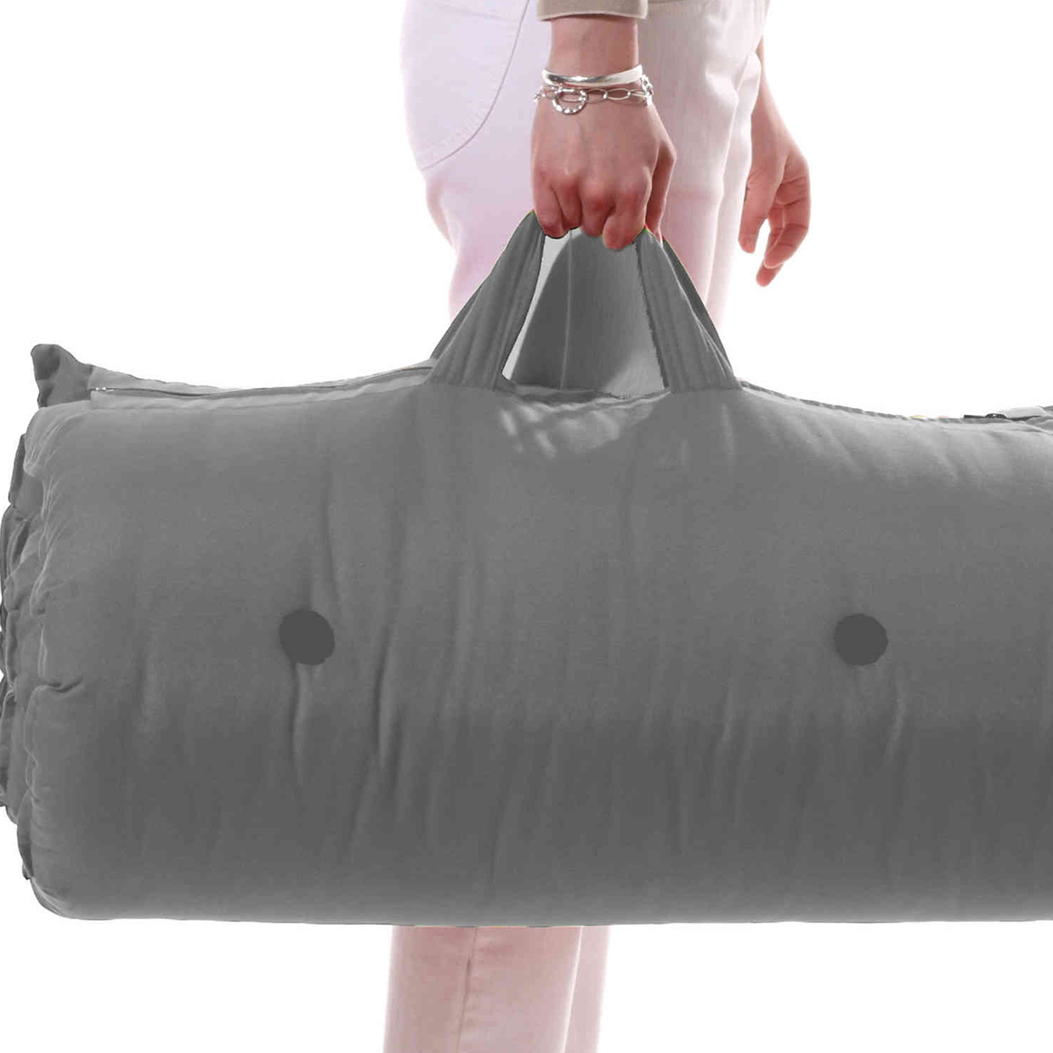 Matelas futon de voyage coton gris clair