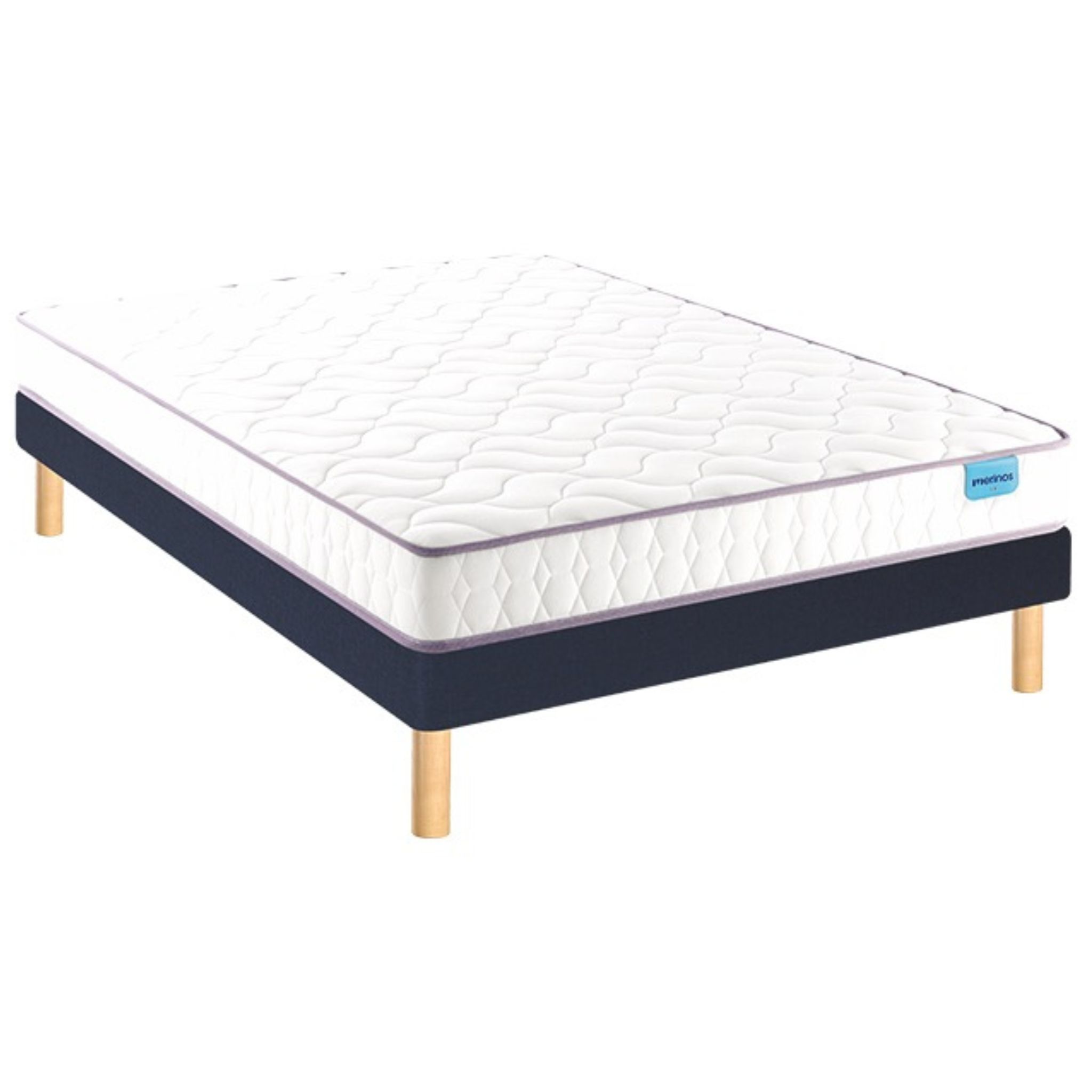 Ensemble sommier et matelas 140x190 cm mousse HD et mémoire de forme très ferme Merinos Chill Bed