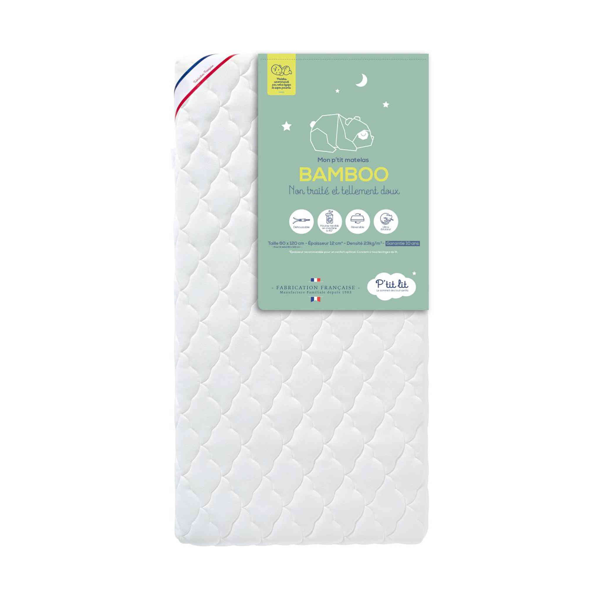 Matelas bébé déhoussable ultra-doux BAMBOO sans traitement