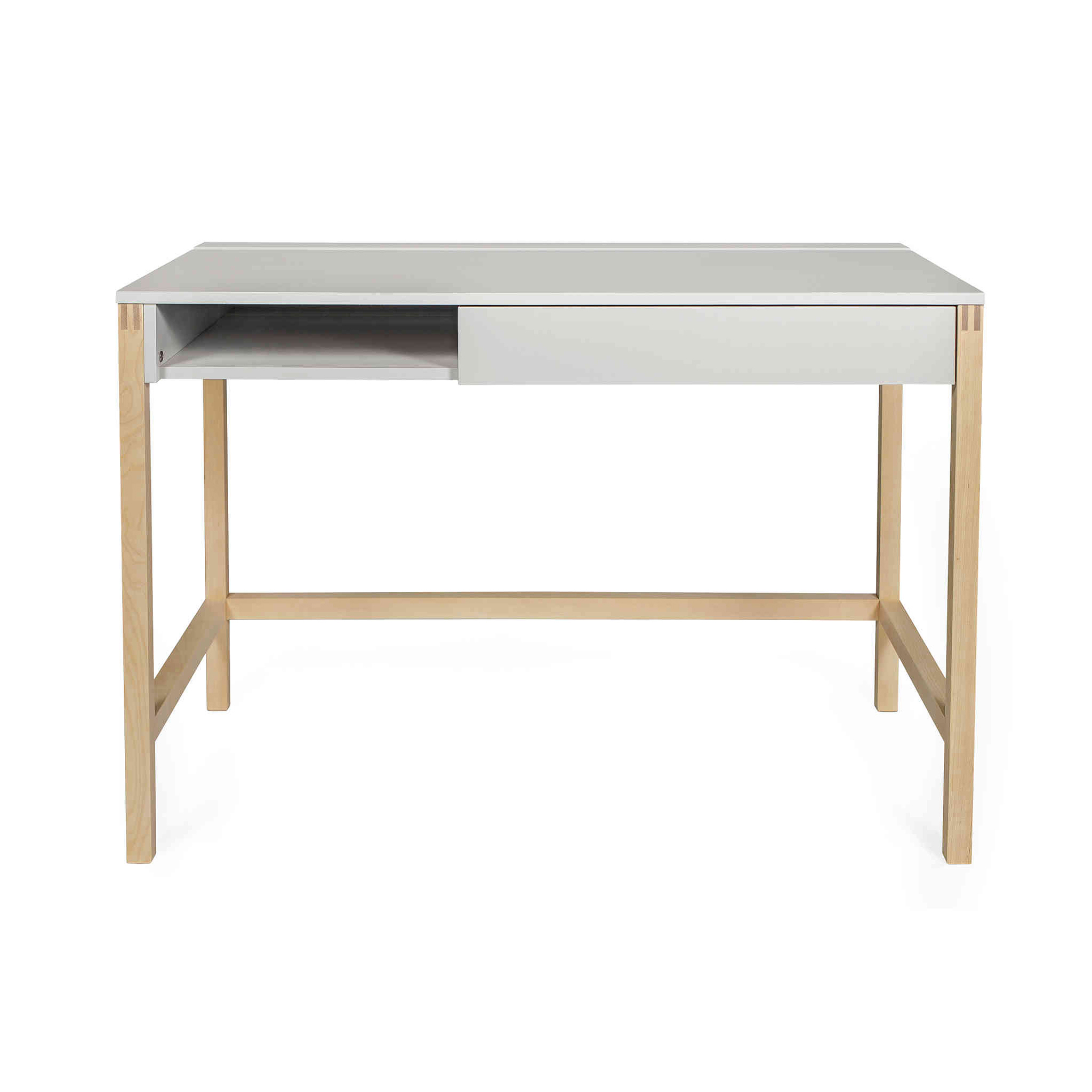 Bureau 1 niche 1 tiroir en bois gris - BU006