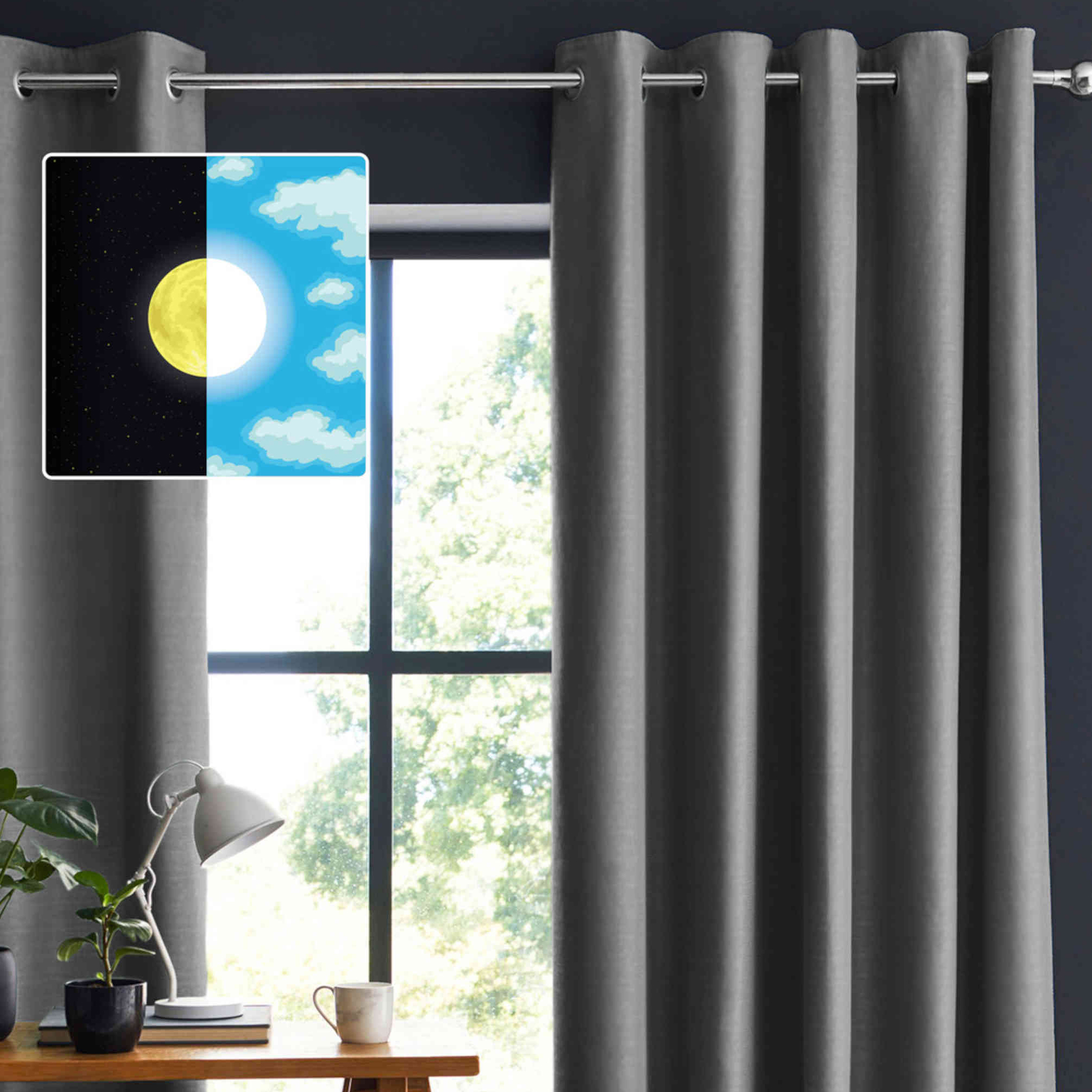 Rideau occultant à œillets anthracite 140x180 cm