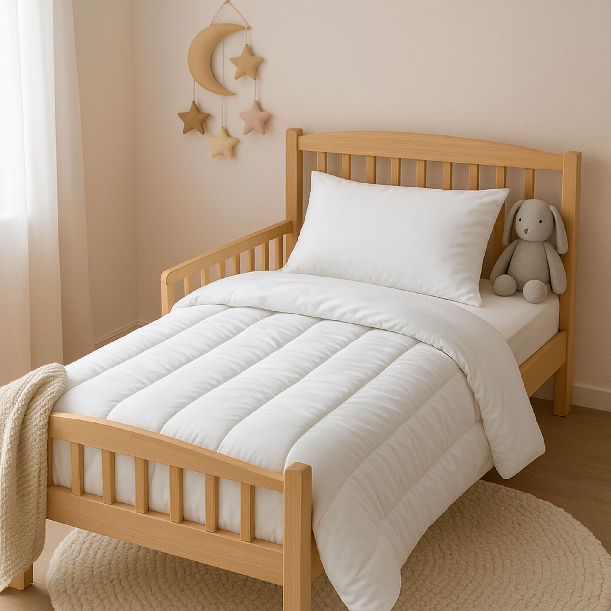 Pack enfant couette tempérée 80x120 et oreiller anti-acariens 40x60 Terre de Nuit