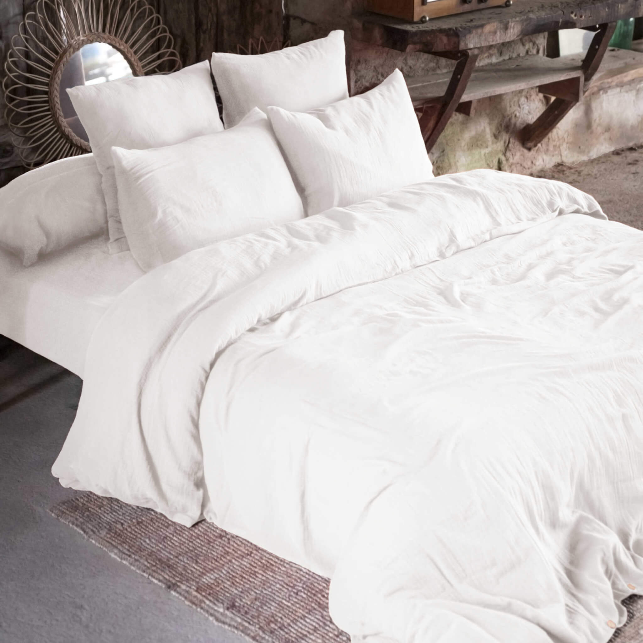 Parure de lit140x200 double gaze de coton blanc Terre de Nuit