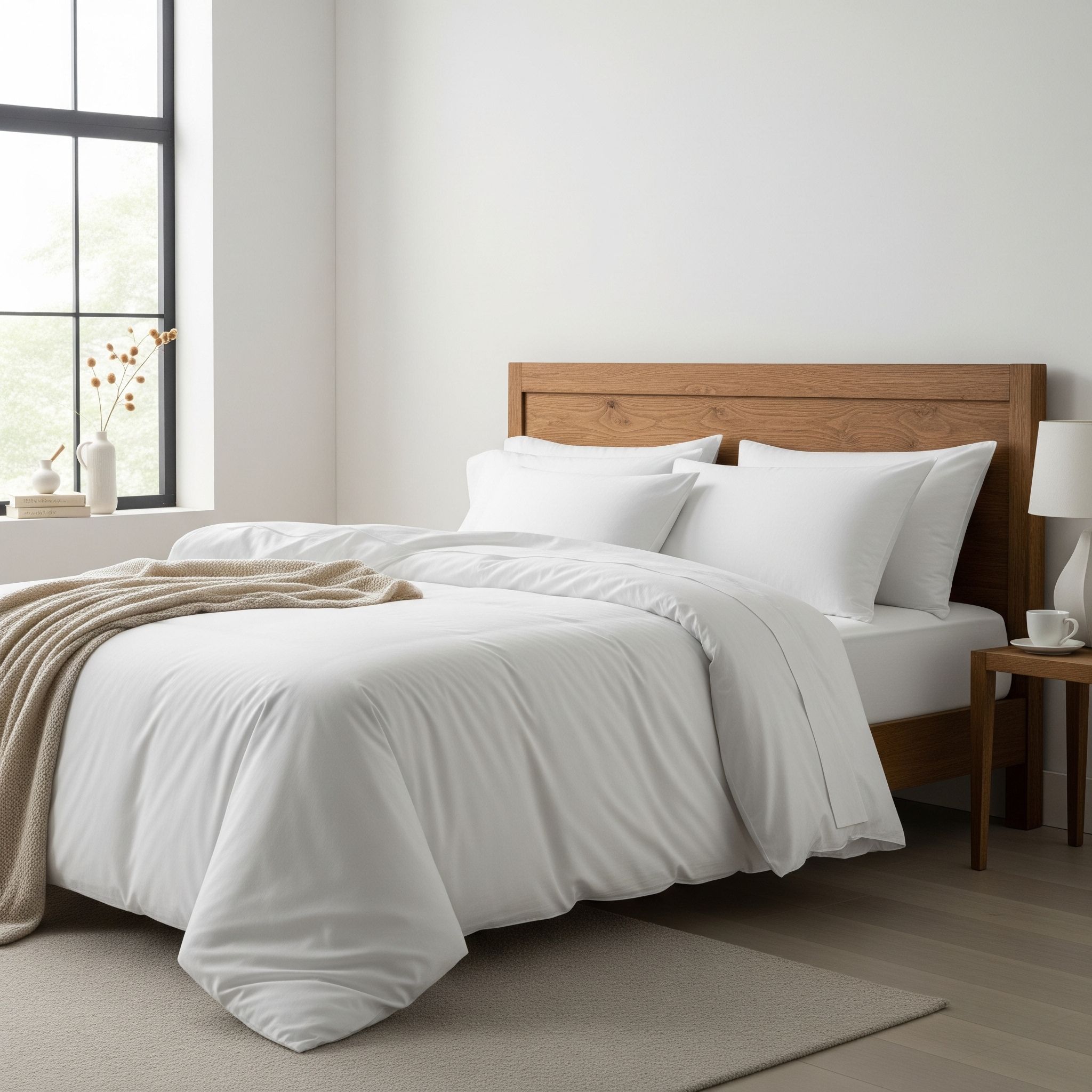 Parure de lit 140x200 100% coton blanc Terre de Nuit