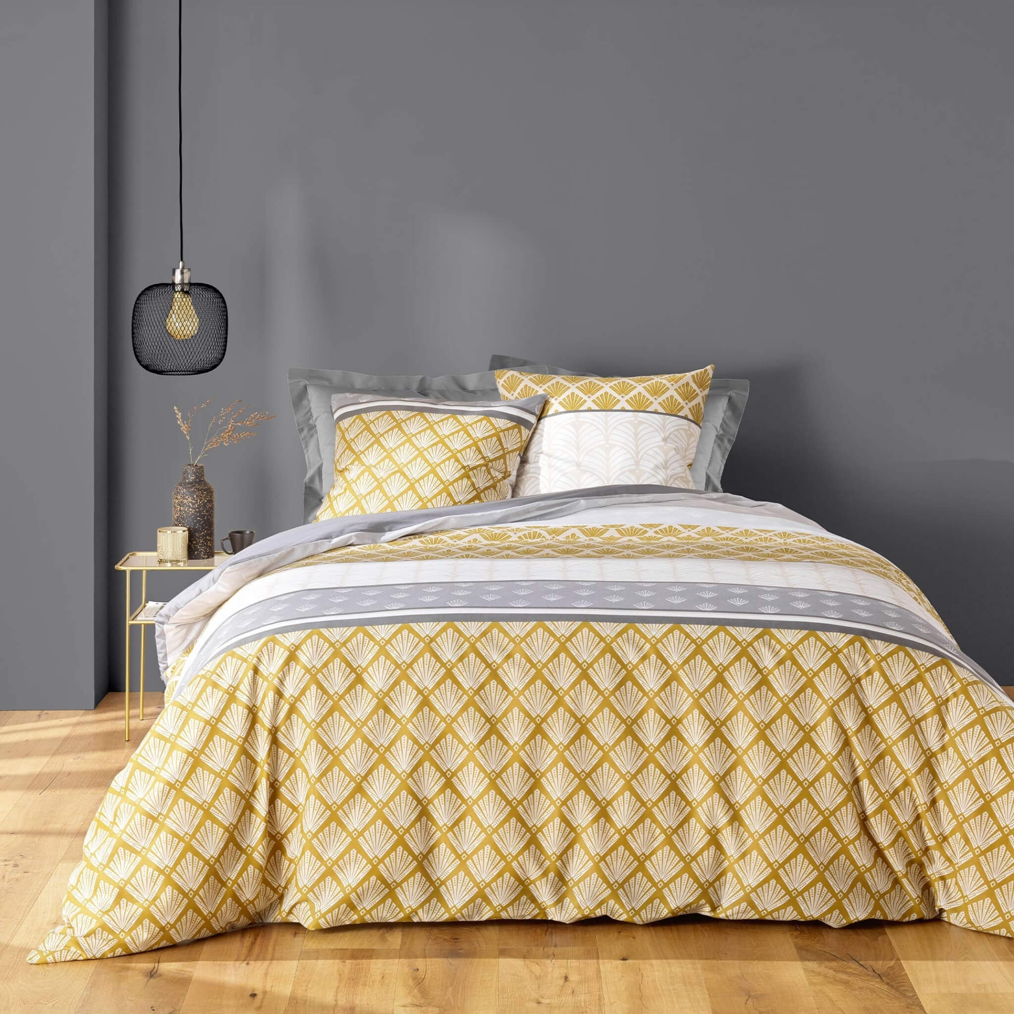 Parure de lit Stria Ocre