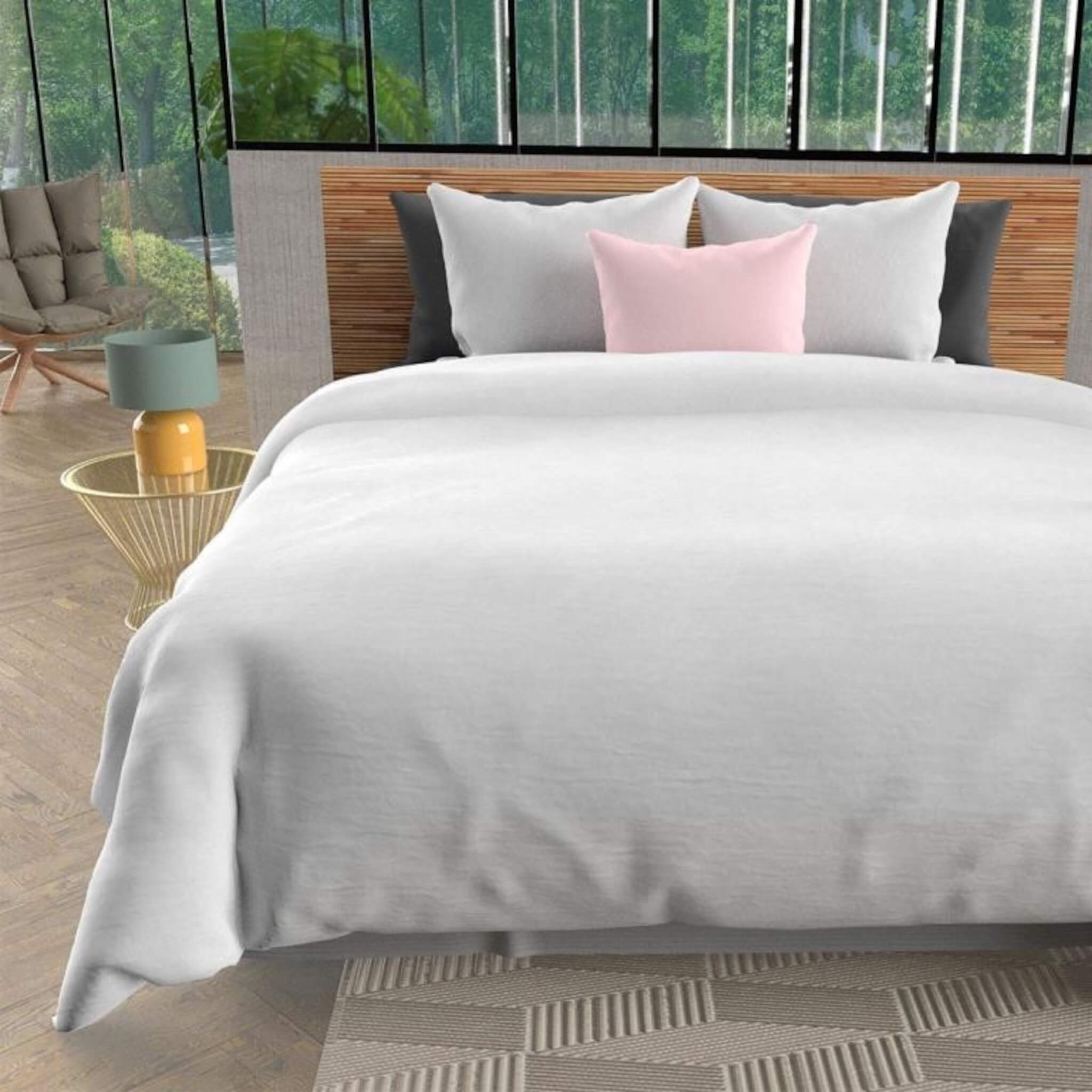 Parure de lit unie Bohème blanc 240x220 cm