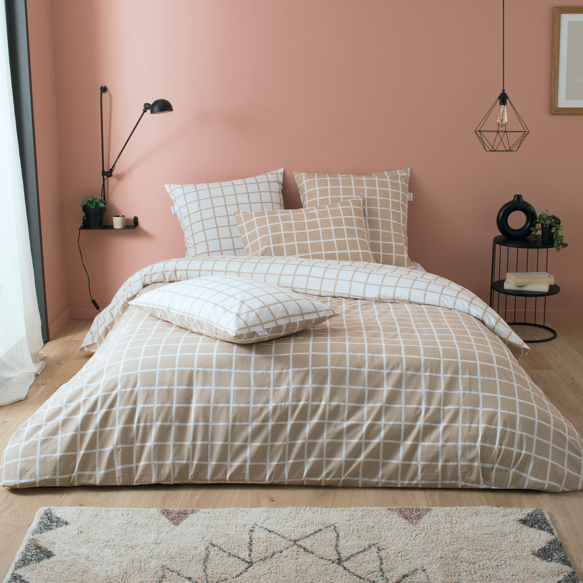 Parure de lit percale Max beige 260x240 cm - Tradilinge