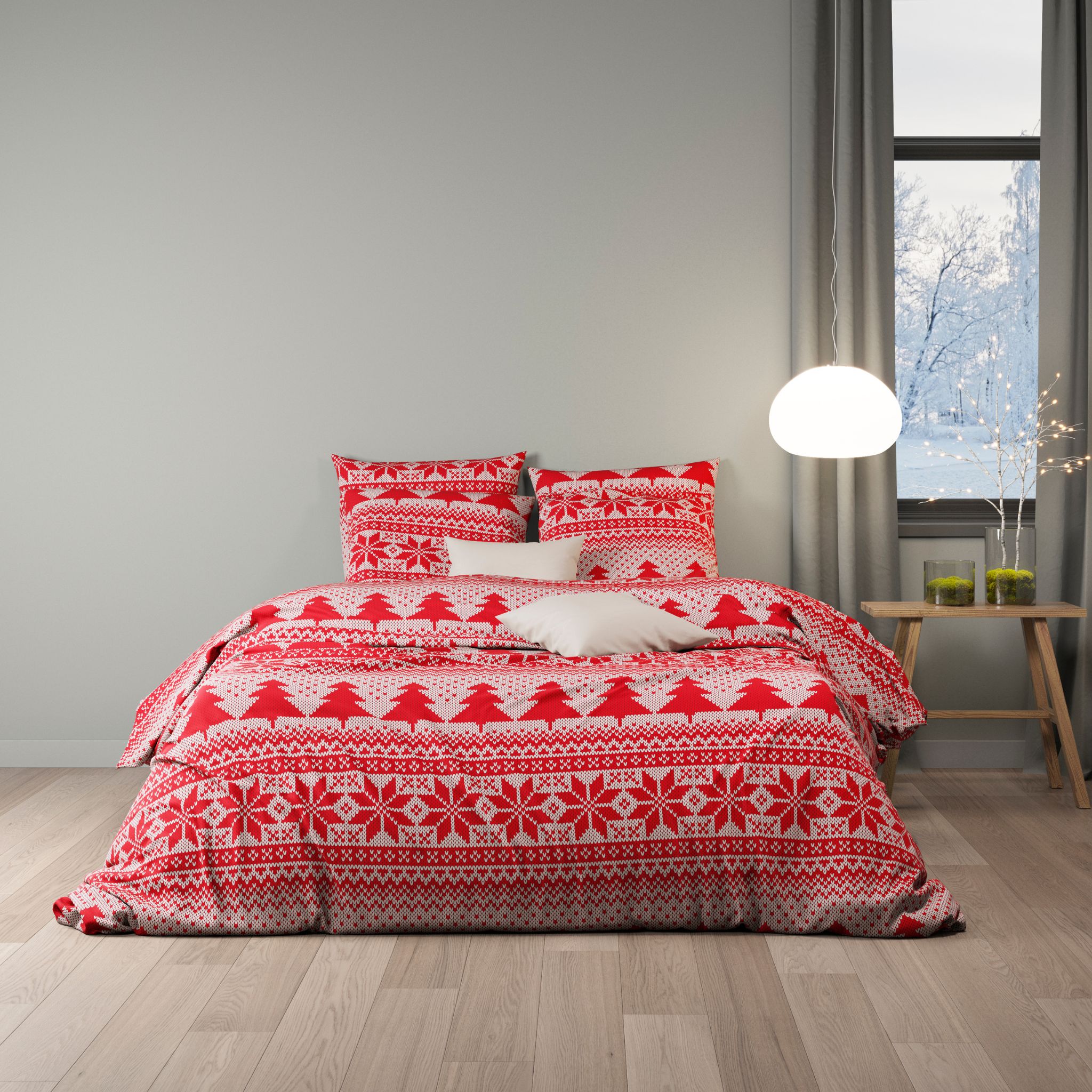 Parure de lit flanelle pin 200x200 cm