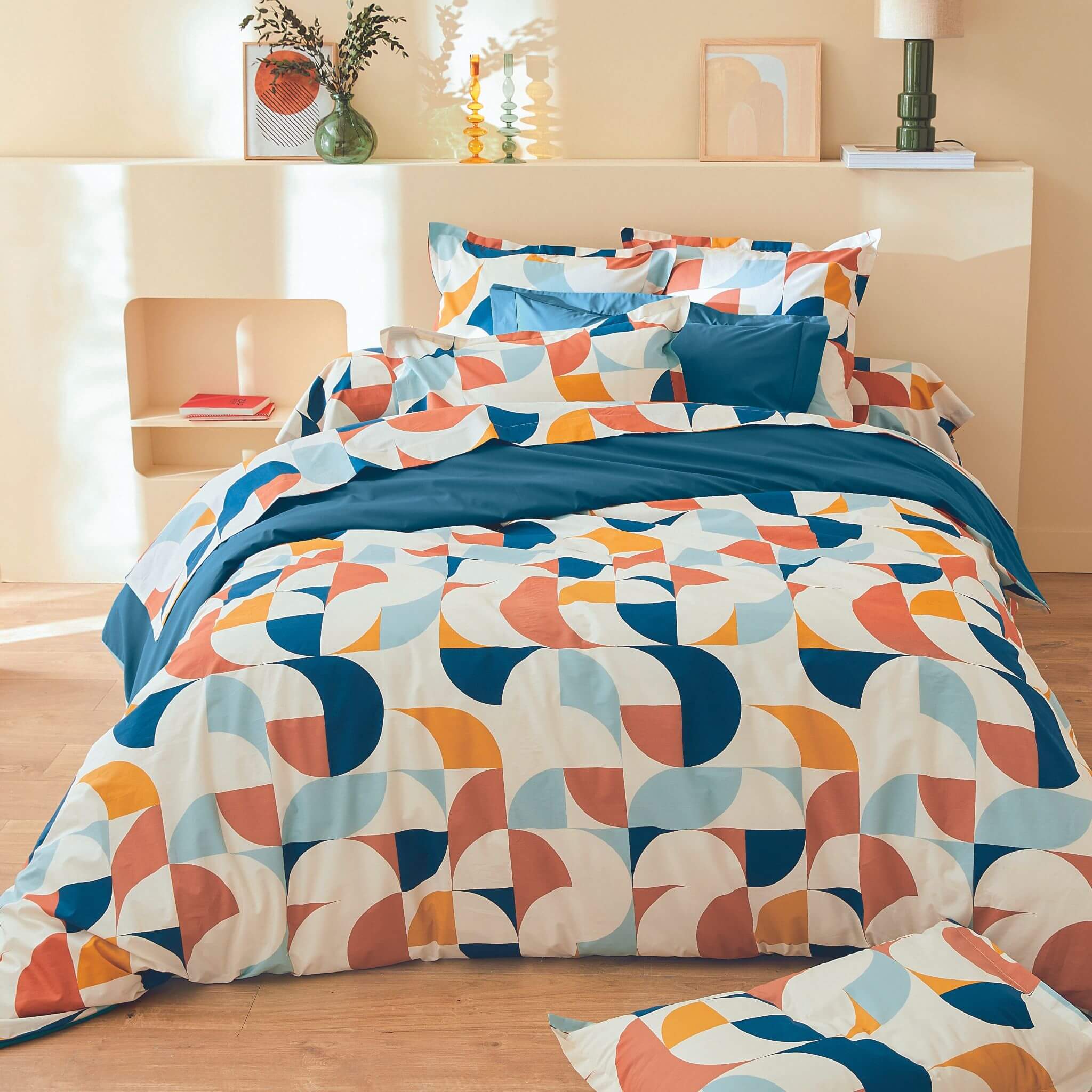 Parure de lit Modulo cobalt - Tradilinge