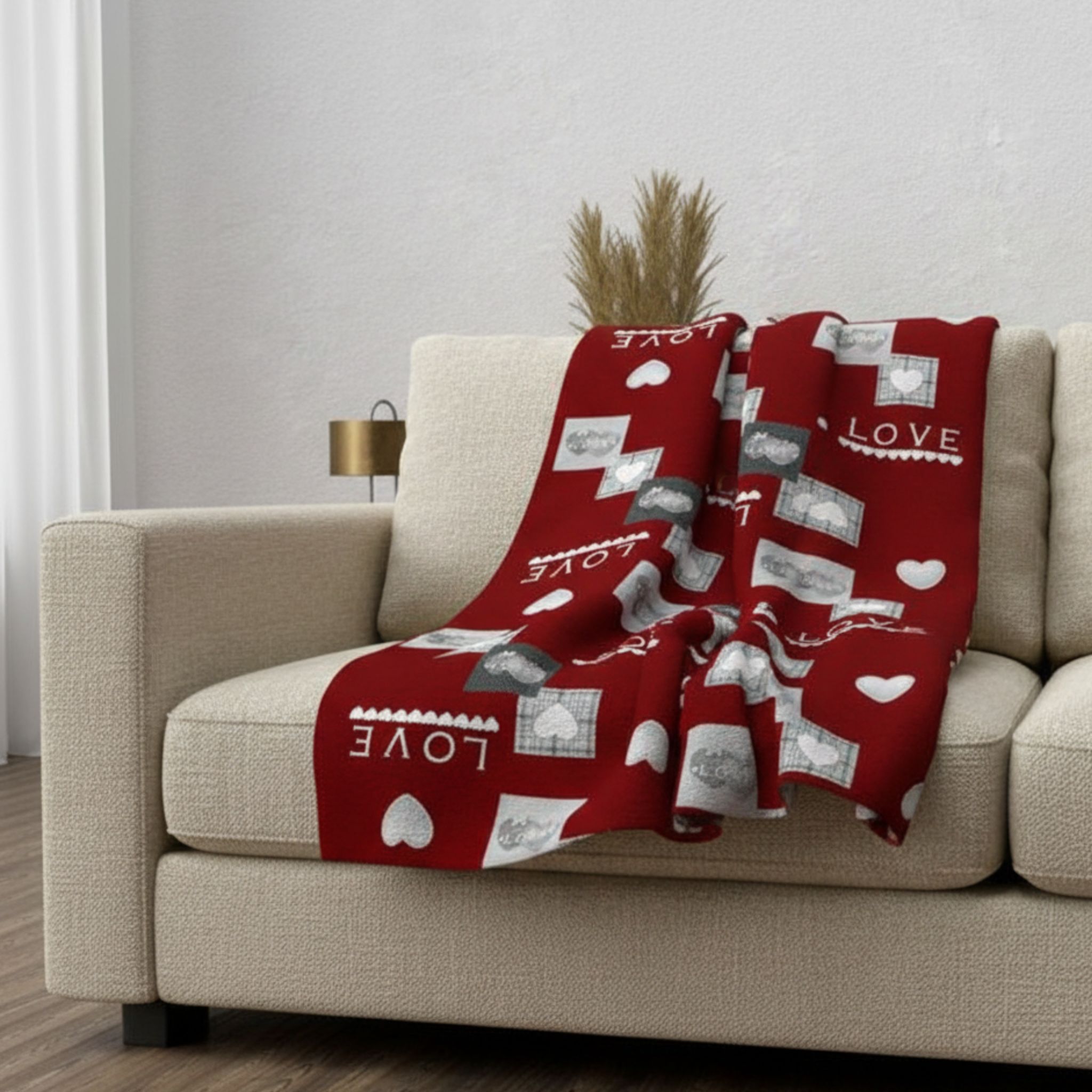 Plaid polaire Love rouge 120x160 cm