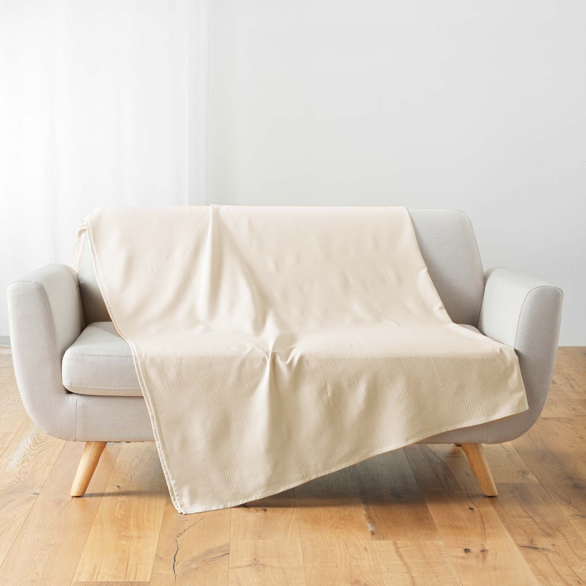 Plaid Lucile en polycoton naturel