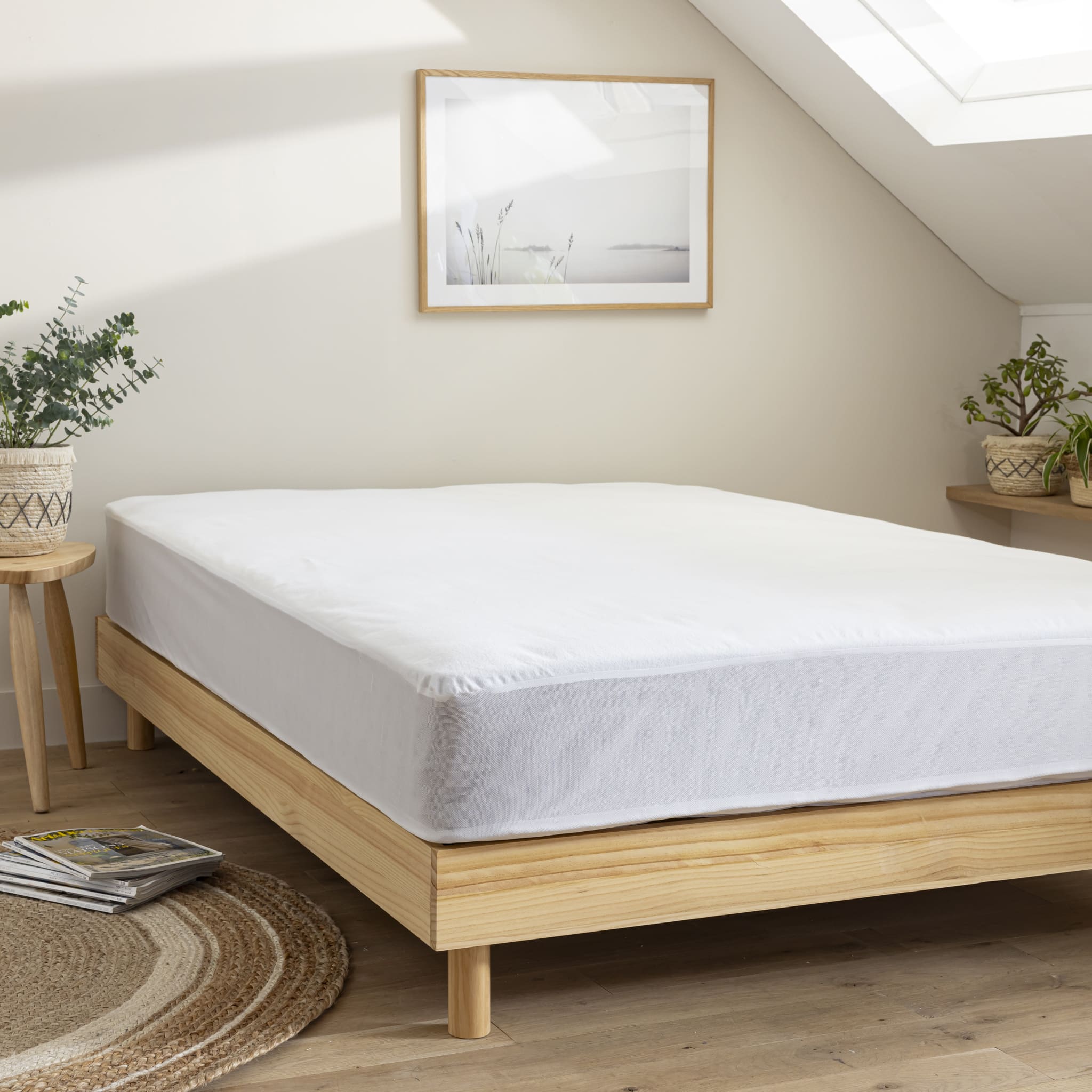 Protège matelas molleton 100% coton bio - bonnet 27 cm — 70x190